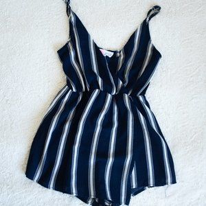 Navy blue / white striped romper